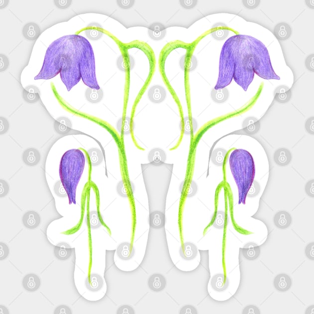 Purple Bluebell Watercolor Floral Pattern Sticker by Neginmf